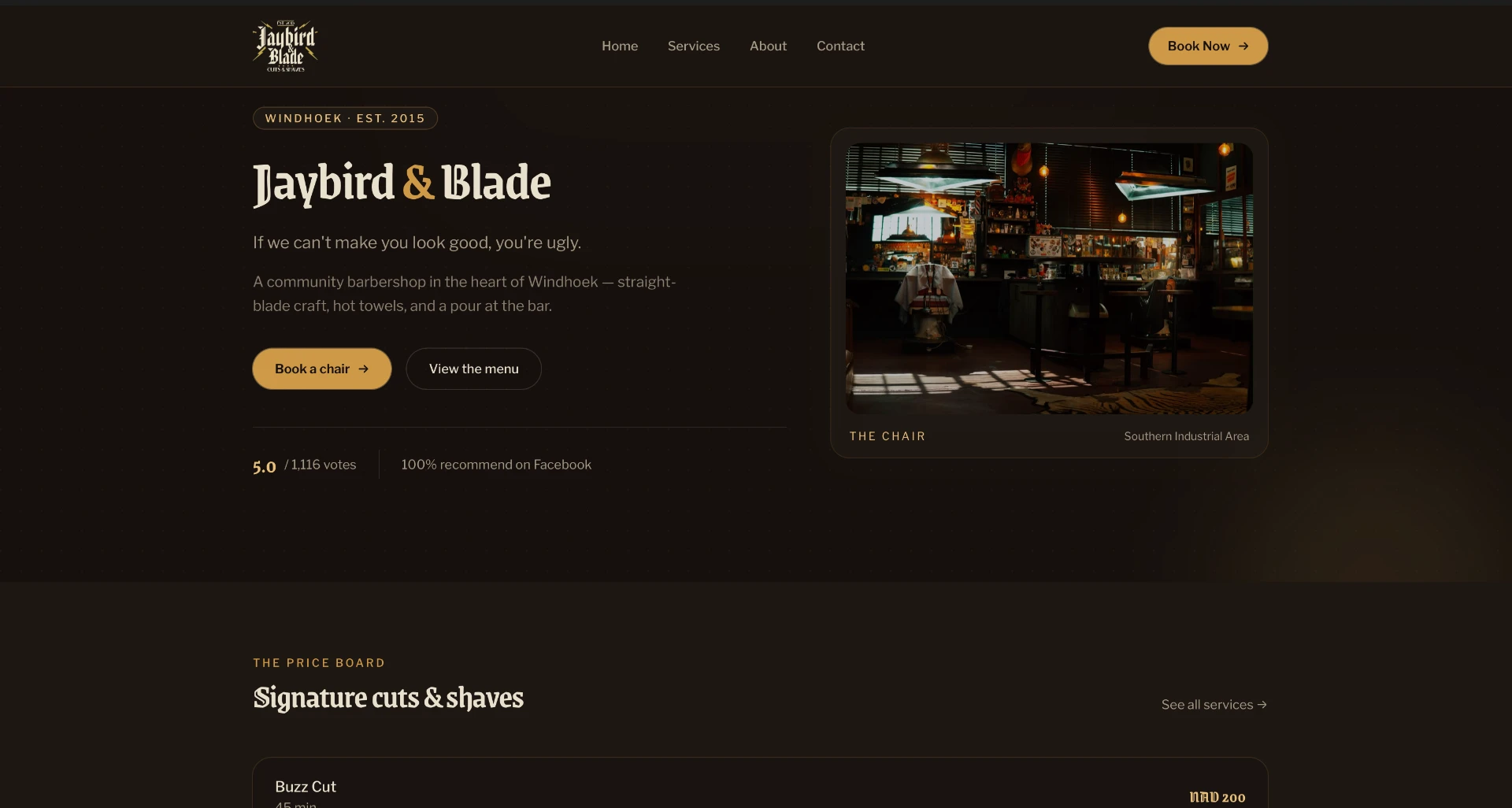 Jaybird and Blade barbershop website designed by Stellar Digital